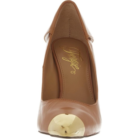 EUC FERGIE Podium Pumps in Camel and Gold-tone - Picture 2 of 8